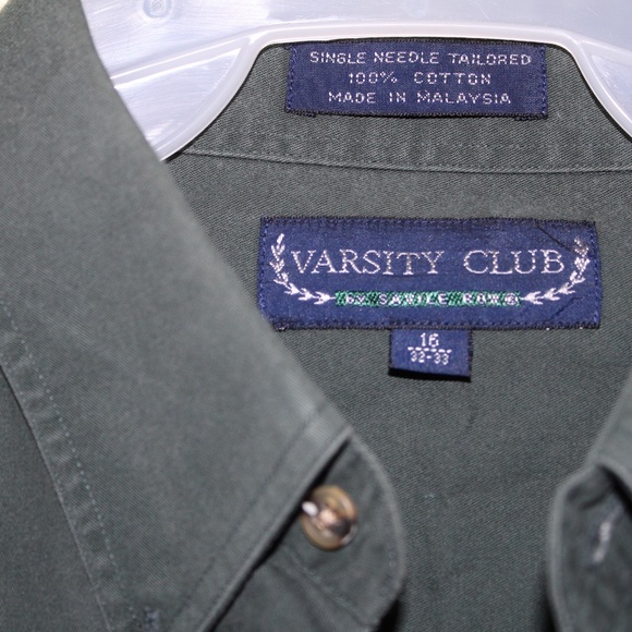 Mens Long Sleeve Shirt, Varsity Club, Forest green - Picture 2 of 3